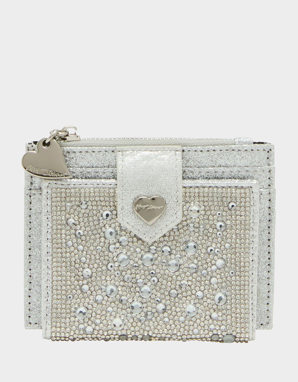 Betsey Johnson Rhinestone Bifold Wallet - Silver Bling Design