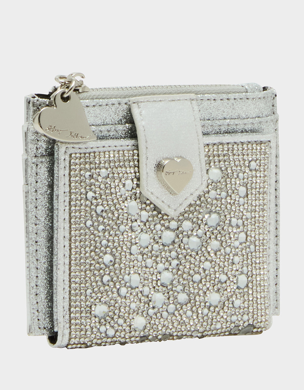 Betsey Johnson Rhinestone Bifold Wallet - Silver Bling Design