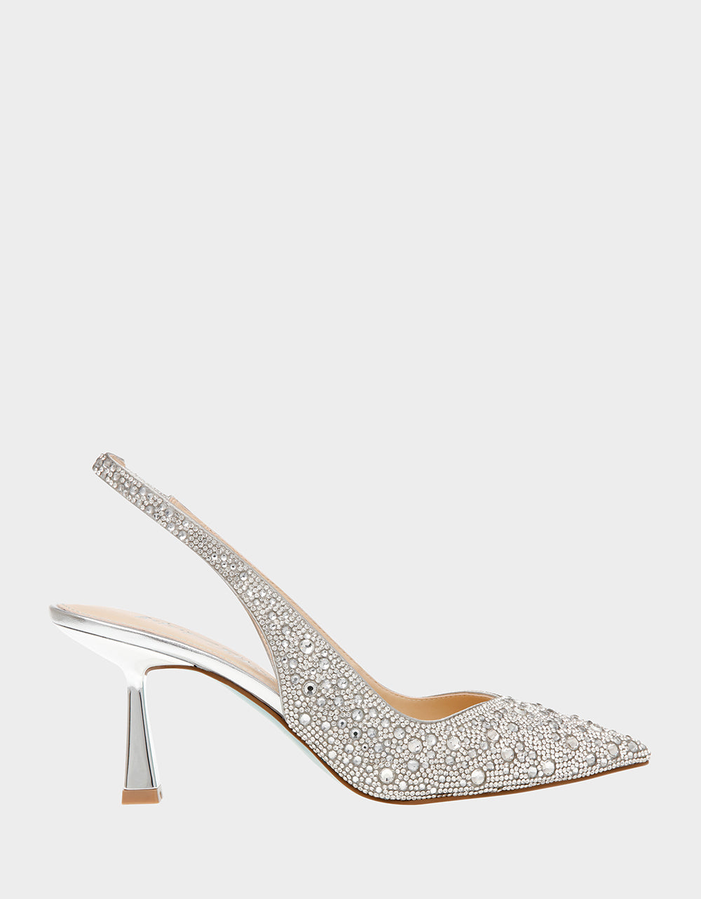 Clark Silver Rhinestone Slingback Heels - 2.25 Inch