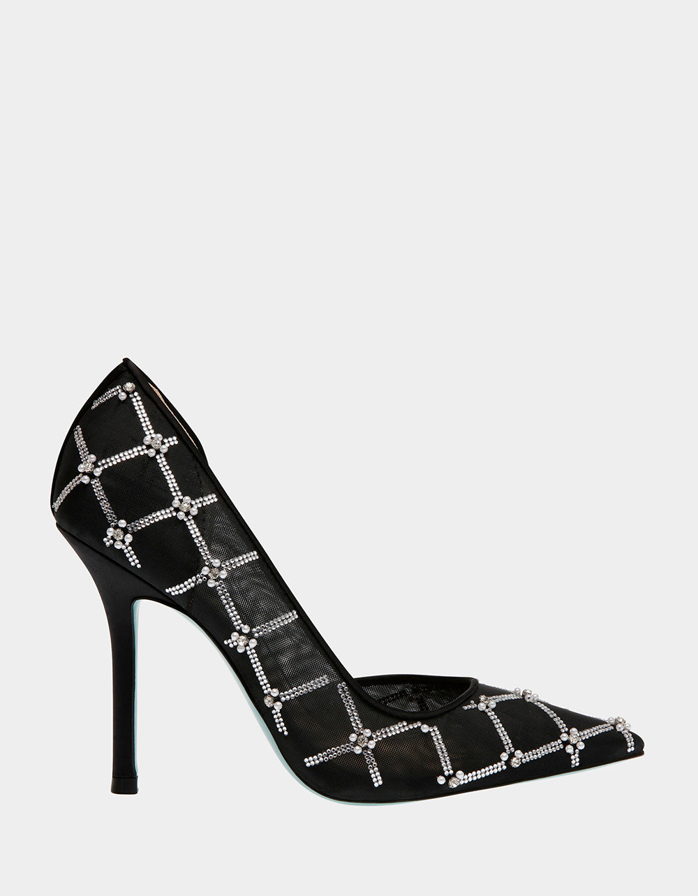 Betsey Johnson CRUZE Black Rhinestone Mesh Pump Heels