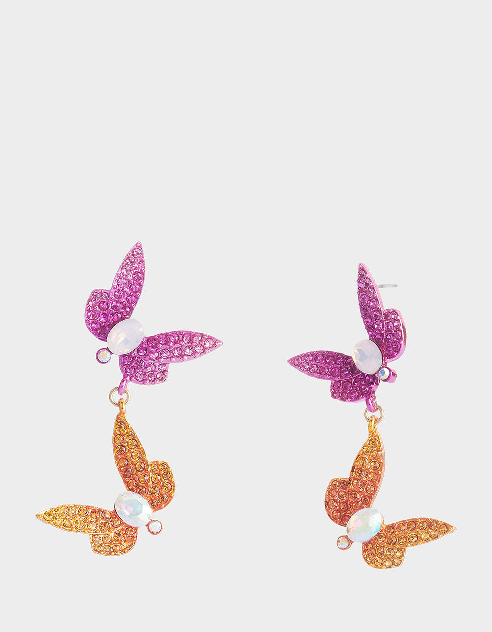 Gold Dragonfly Drop Earrings with Pavé & Gemstones – 2.4" Length