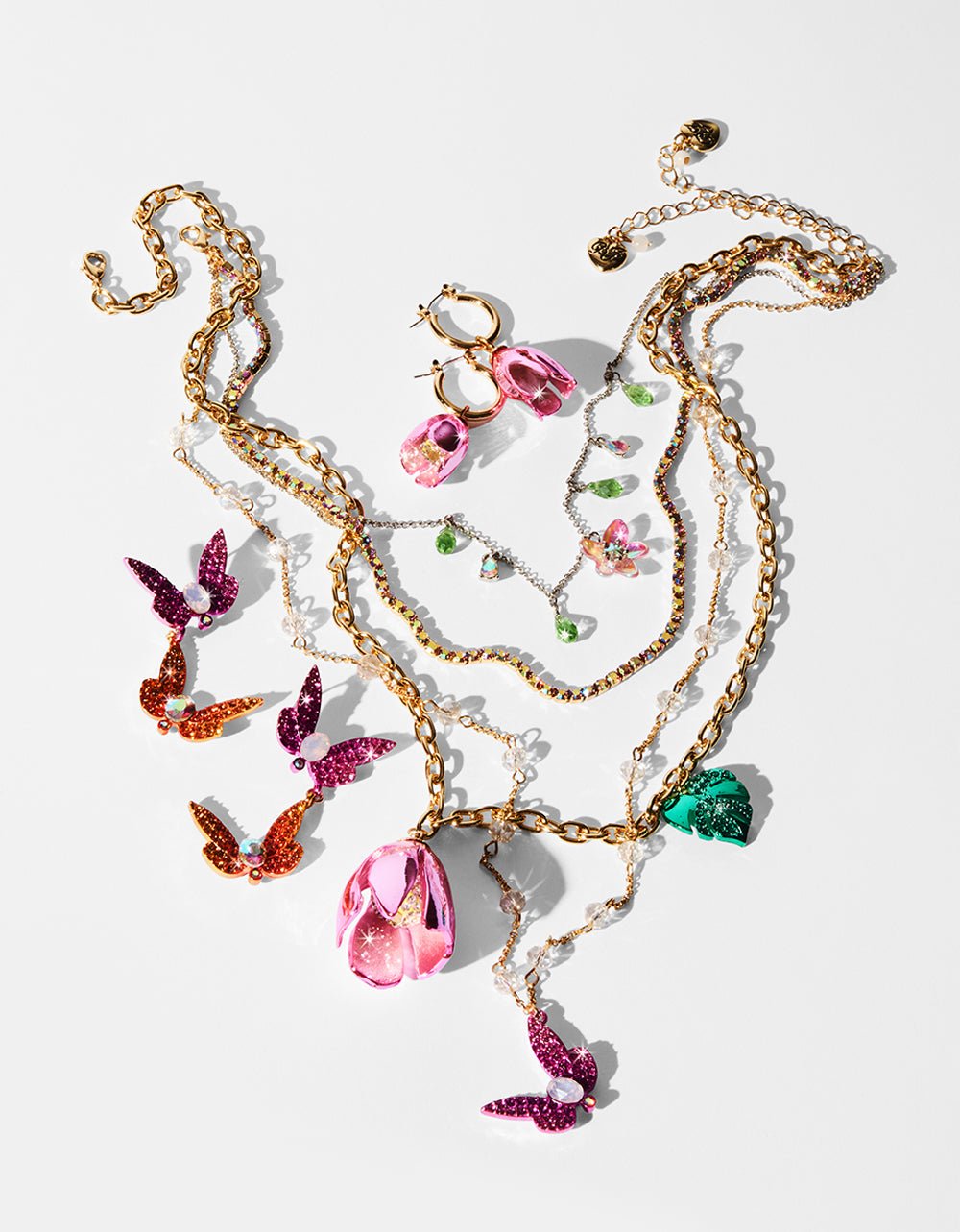 Gold Dragonfly Drop Earrings with Pavé & Gemstones – 2.4" Length