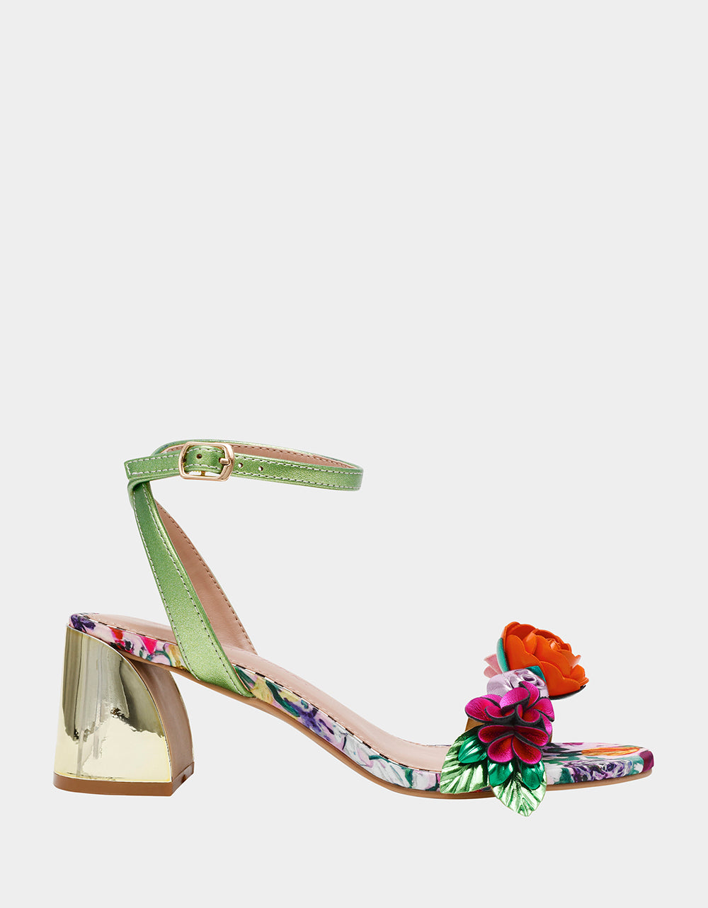 Betsey Johnson Darcee Pale Pink Floral Heel Sandals 2.5 Inch