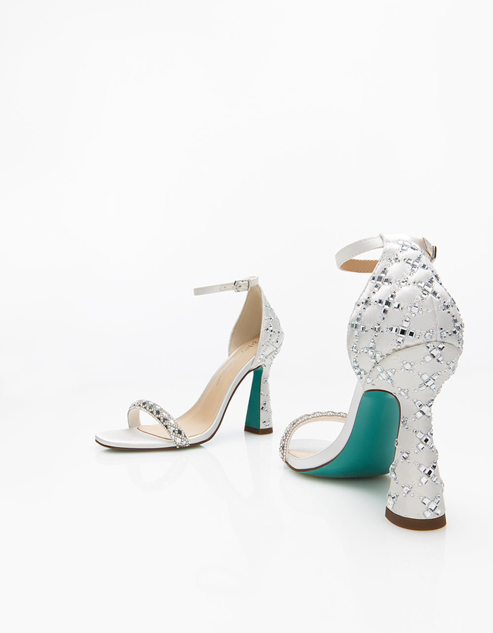 Betsey Johnson DEAN Ivory Rhinestone Bridal Heels - 4 Inch Open Toe