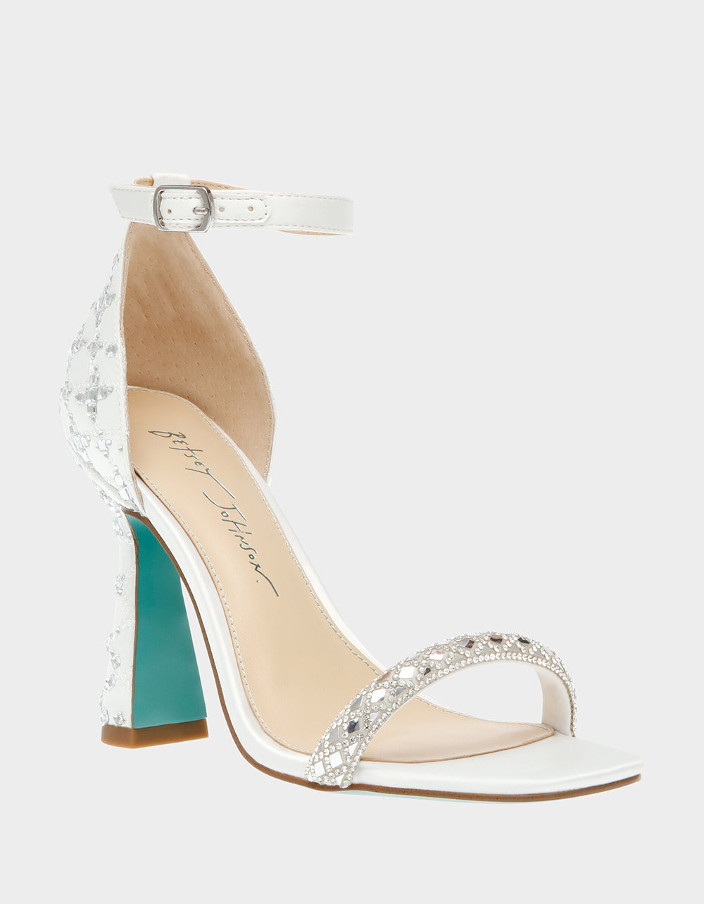 Betsey Johnson DEAN Ivory Rhinestone Bridal Heels - 4 Inch Open Toe