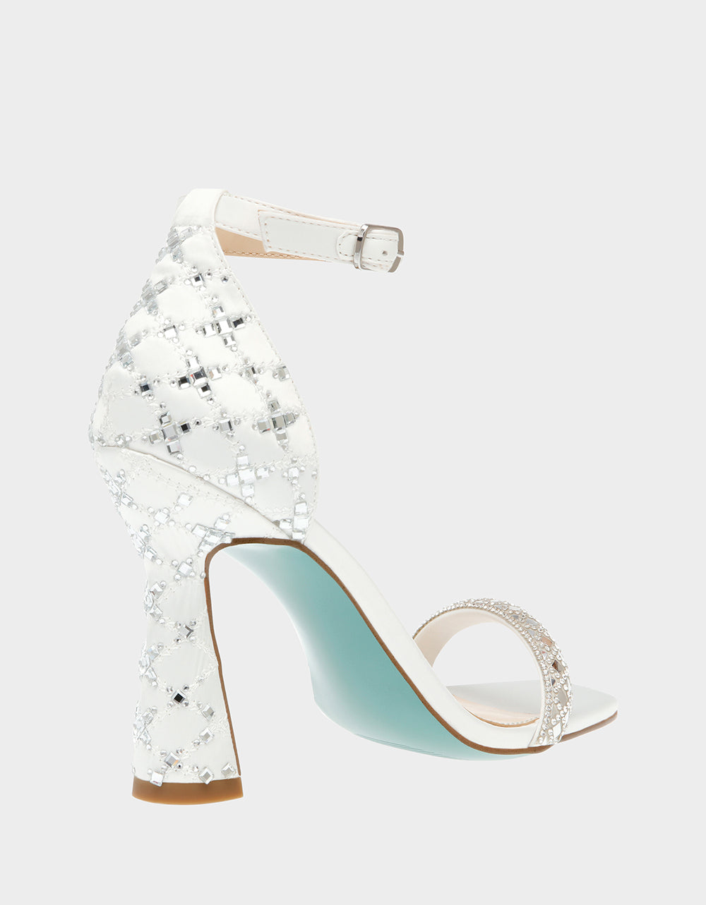 Betsey Johnson DEAN Ivory Rhinestone Bridal Heels - 4 Inch Open Toe