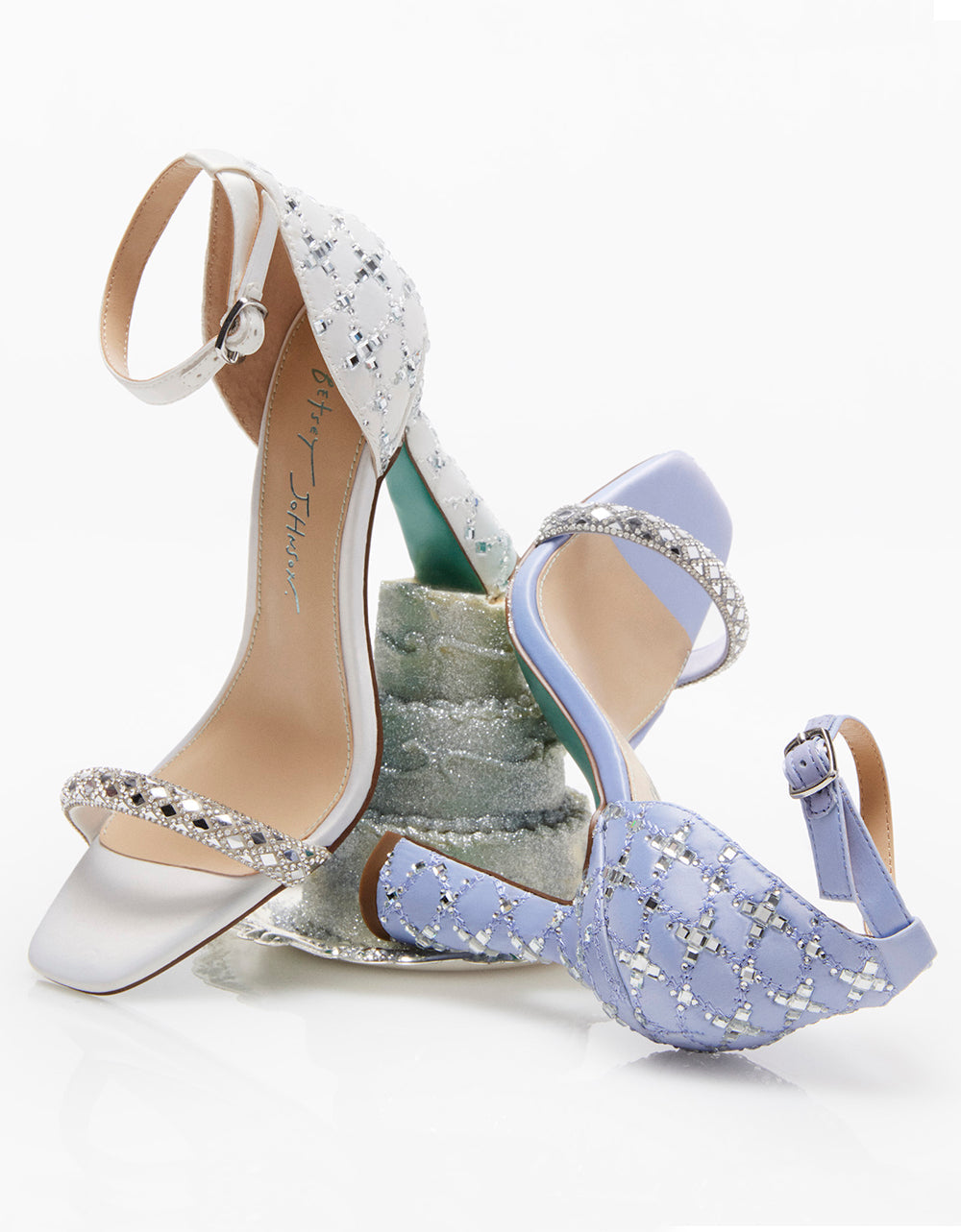 Betsey Johnson Dean Ivory Rhinestone Bridal Heels - 4 Inch Open Toe