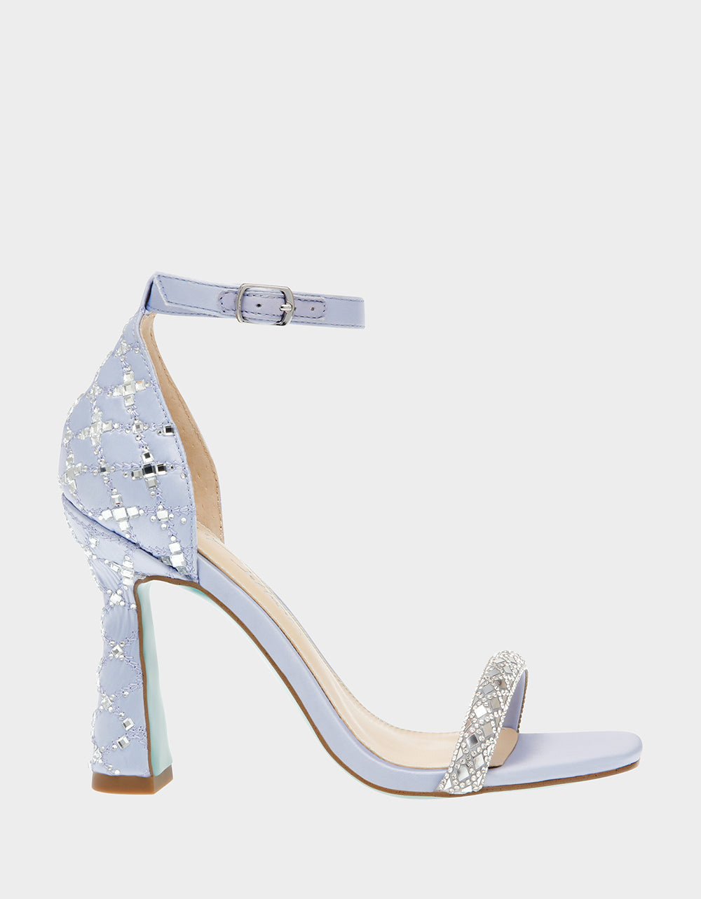 Betsey Johnson Dean Lilac Rhinestone Bridal Heels - 4 Inch Open Toe
