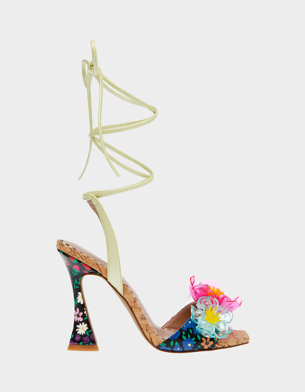Betsey Johnson DELANY Green Multi Ankle Strap Heels