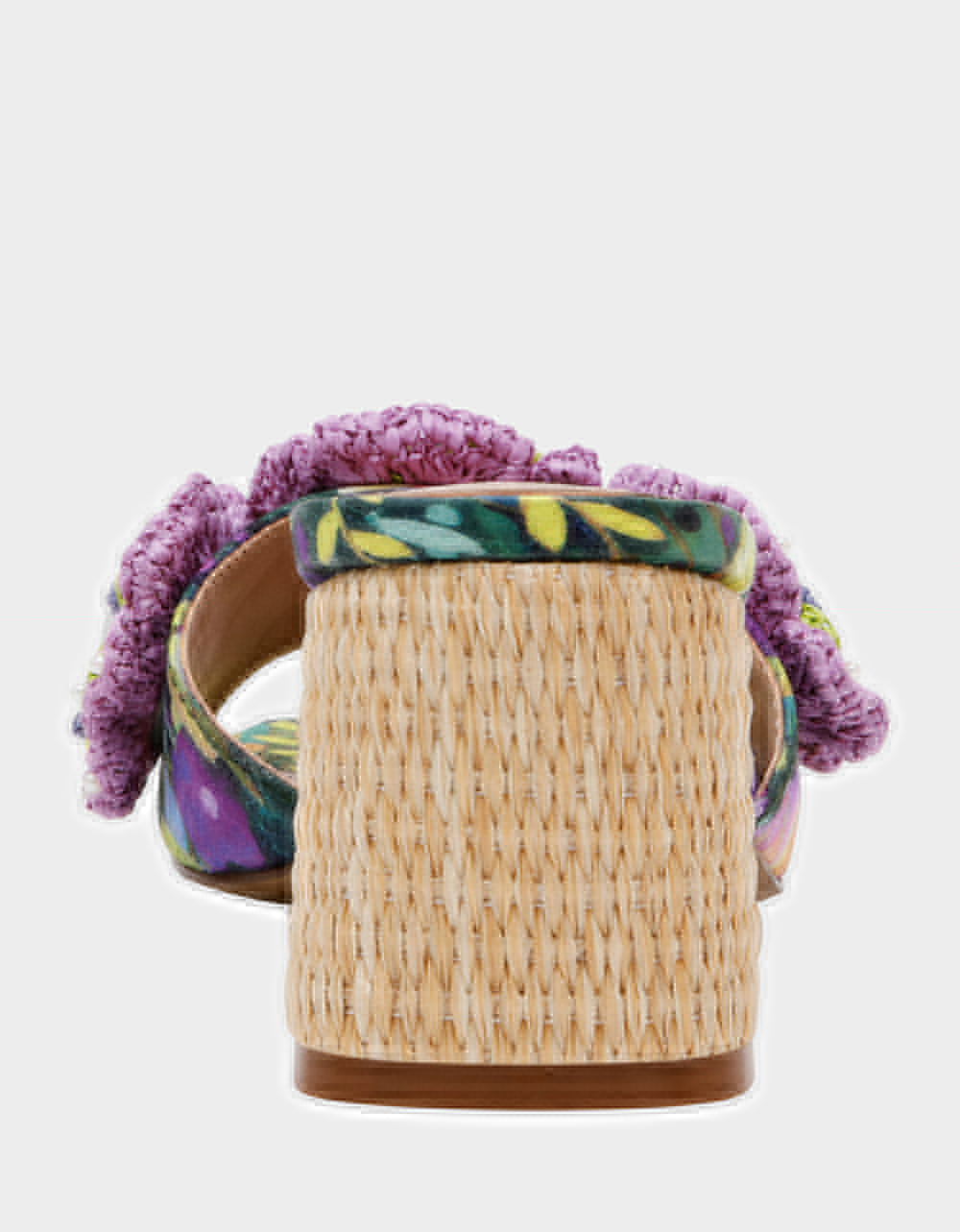 Betsey Johnson Dietrich Block Heel Mule with Macrame Flowers