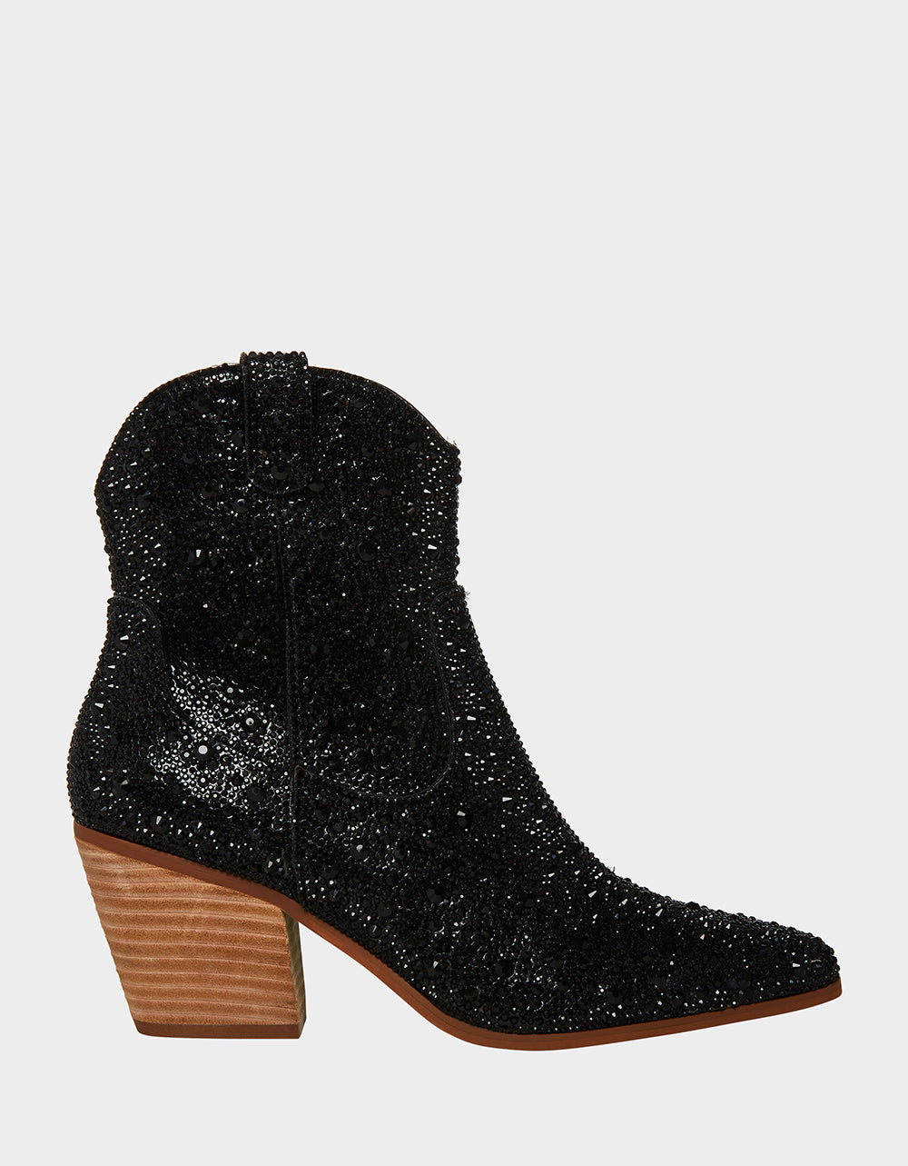 Betsey Johnson Rhinestone Western Booties - DIVA BLACK Slip-On