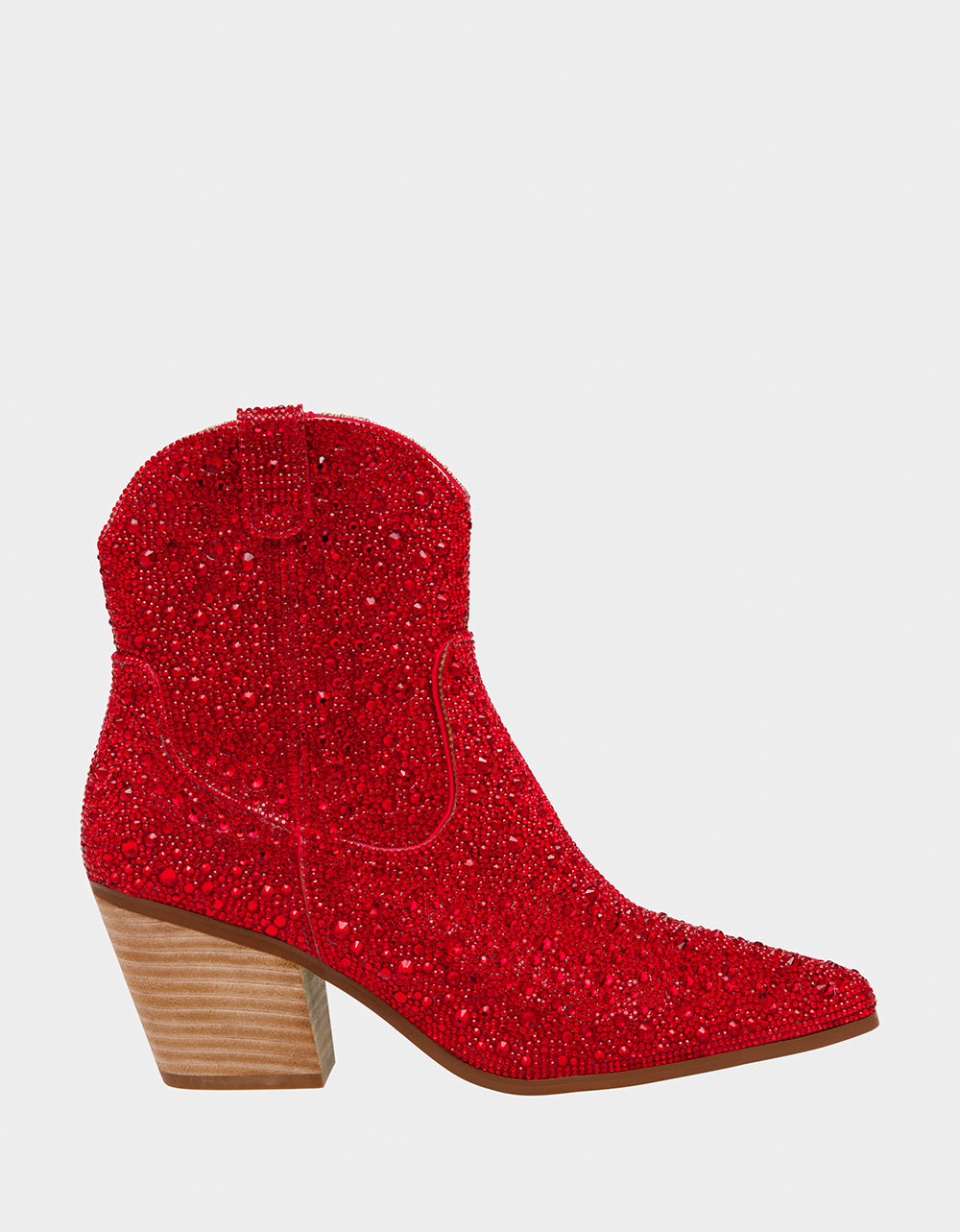 Betsey Johnson Diva Red Rhinestone Western Booties