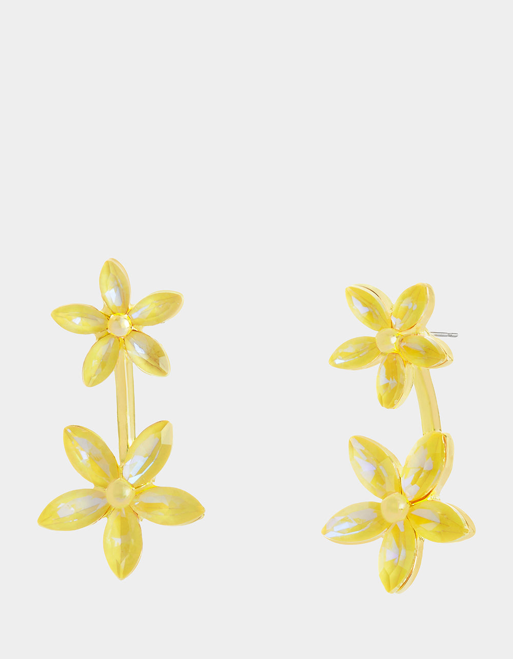 Yellow Daisy Barbell Earrings - Gold Post Back Floral Jewelry