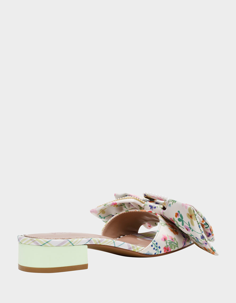 Betsey Johnson Garnet Block Heel Sandals with Pearl Buckle Bow