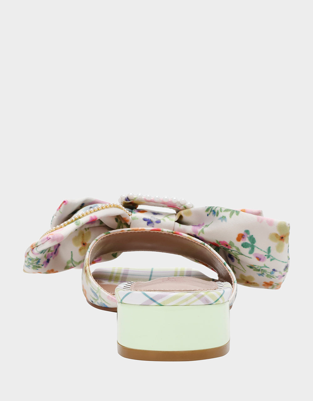 Betsey Johnson Garnet Block Heel Sandals with Pearl Buckle Bow