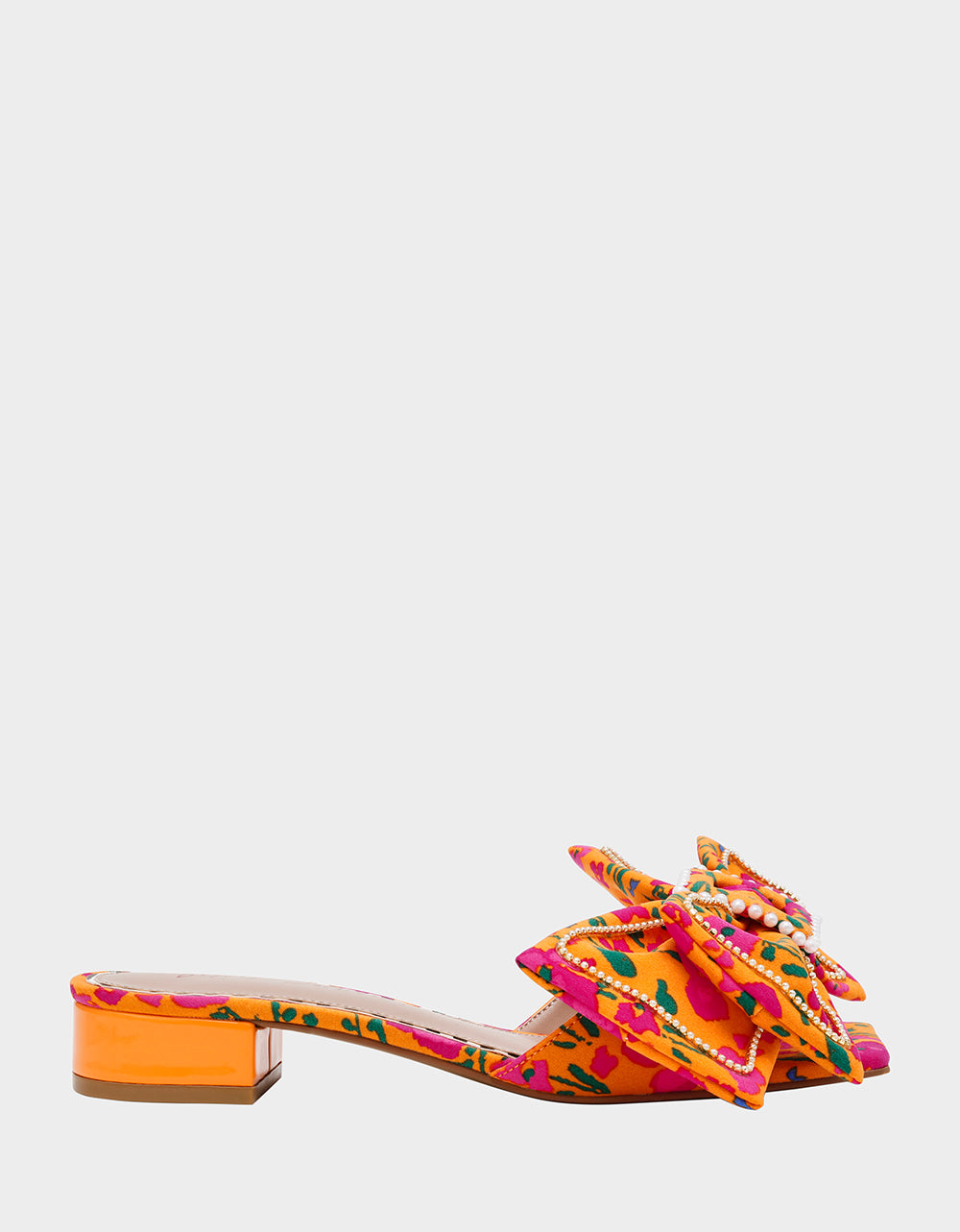Betsey Johnson Garnet Orange Floral Block Heel Sandals with Bow