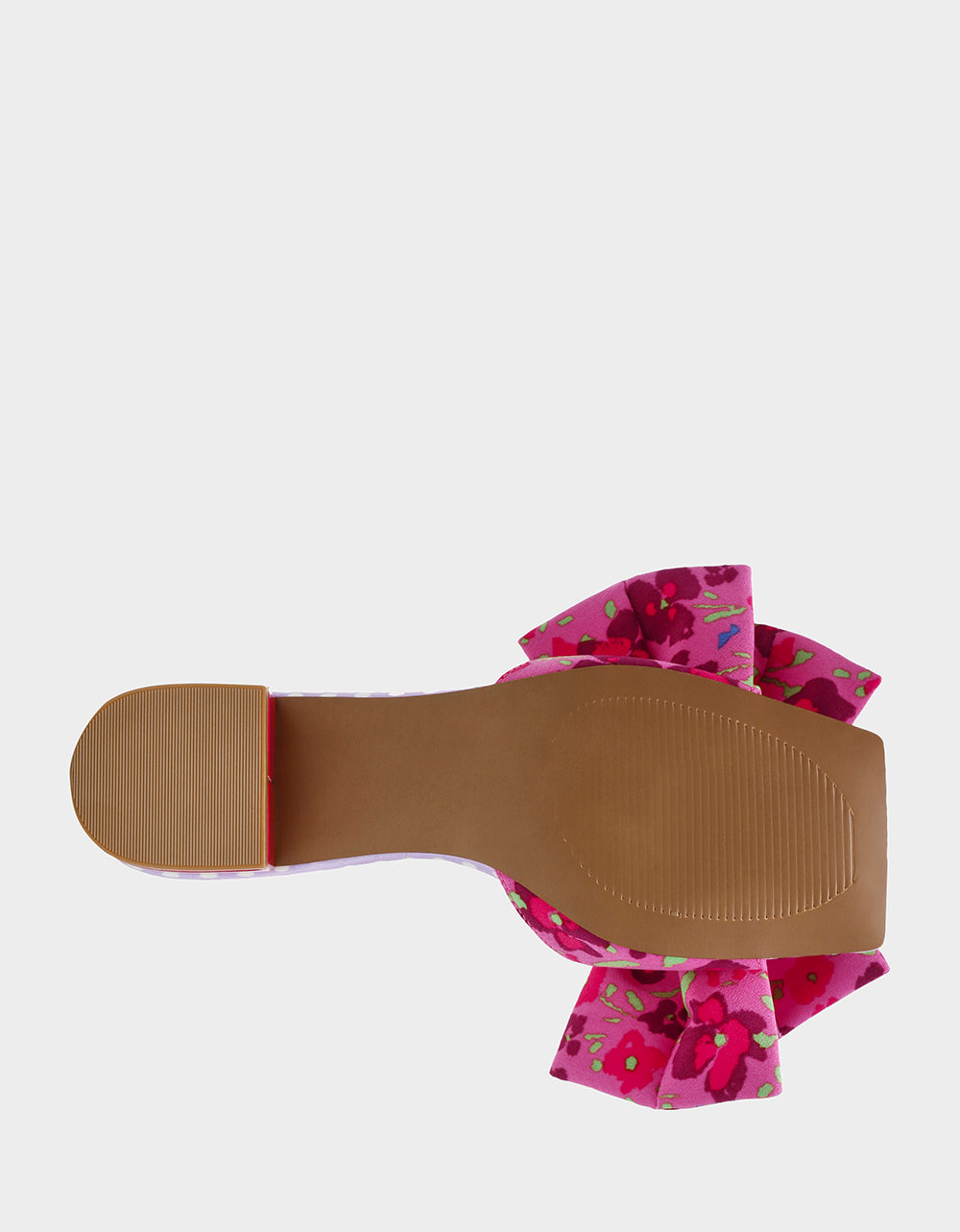 Betsey Johnson Garnet Pink Floral Block Heel Sandals with Pearl Bow