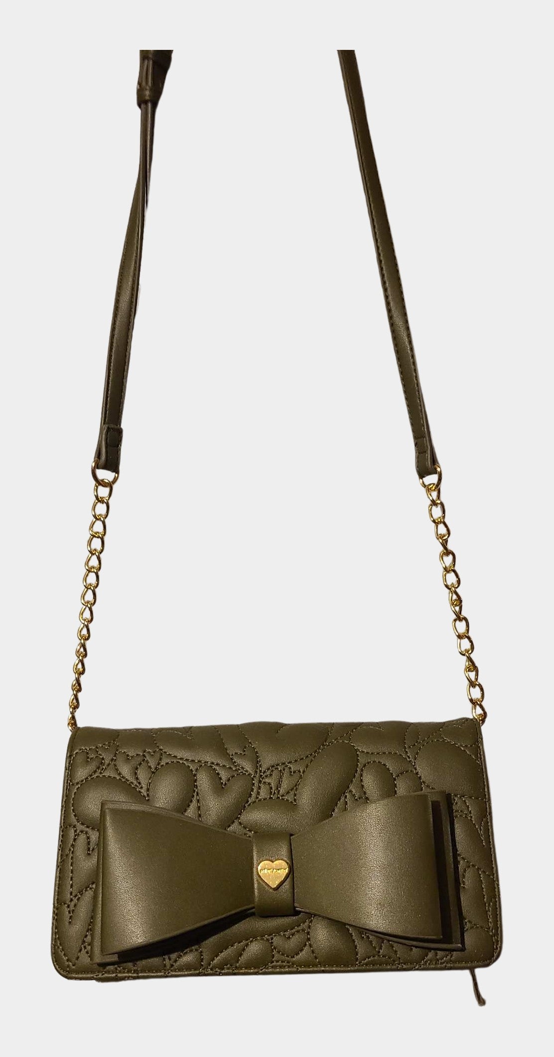 Green Hand Stitched Heart Crossbody Bag by RE:LUV
