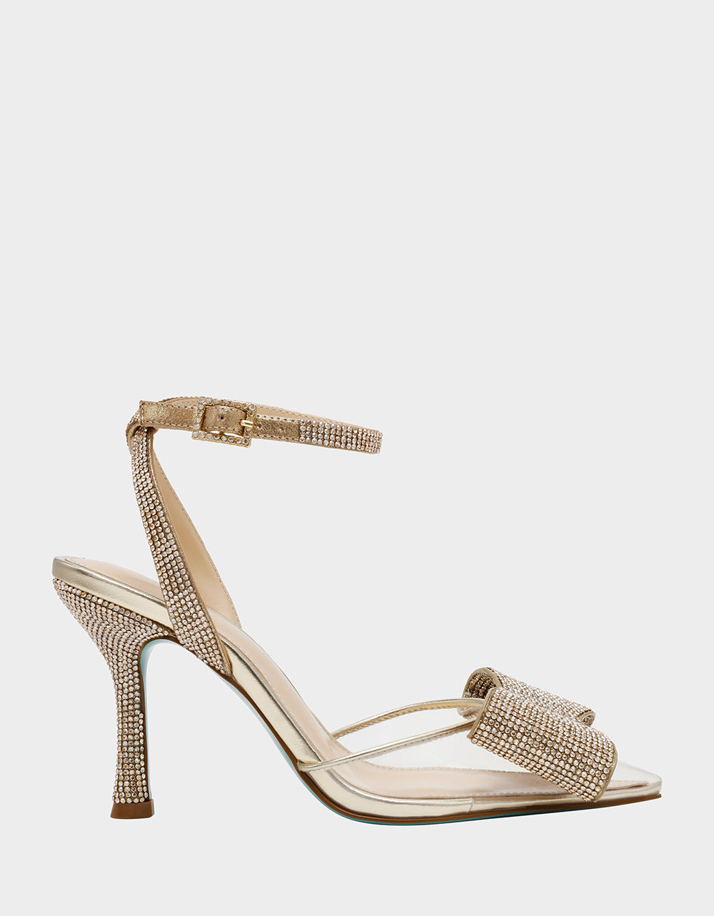 Betsey Johnson HART Rhinestone Bow Heels - 3.75 Inch Gold Pumps