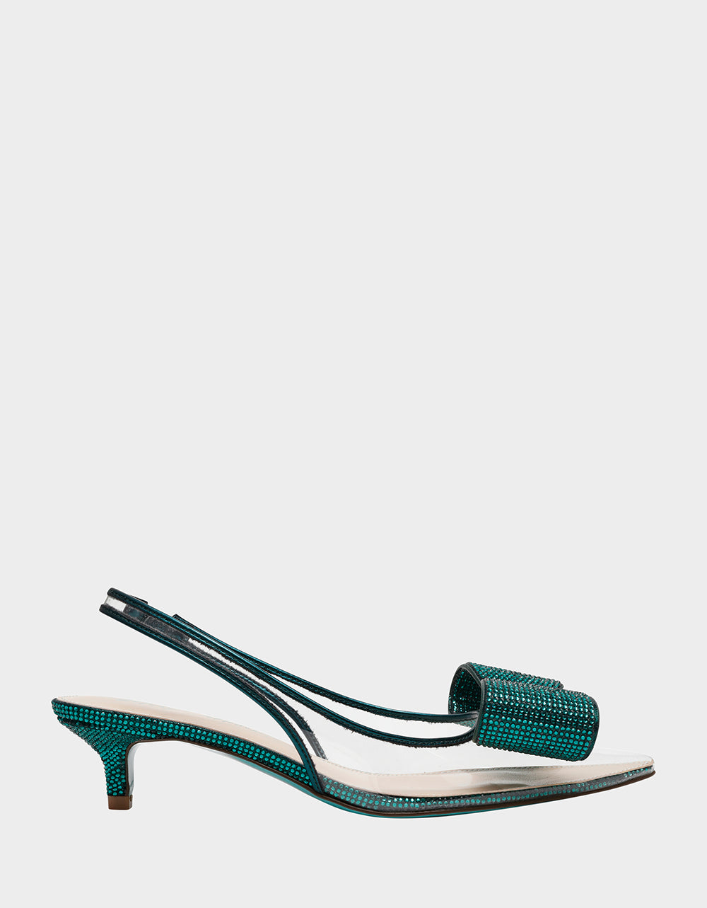 Betsey Johnson ALLI Clear Kitten Heels with Bow Detail