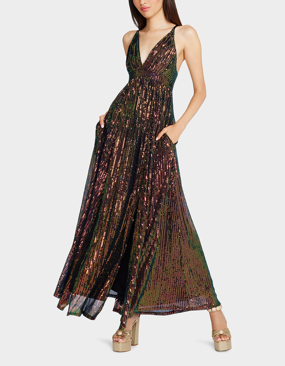 Betsey Johnson James Sequin Maxi Dress for Evening Events