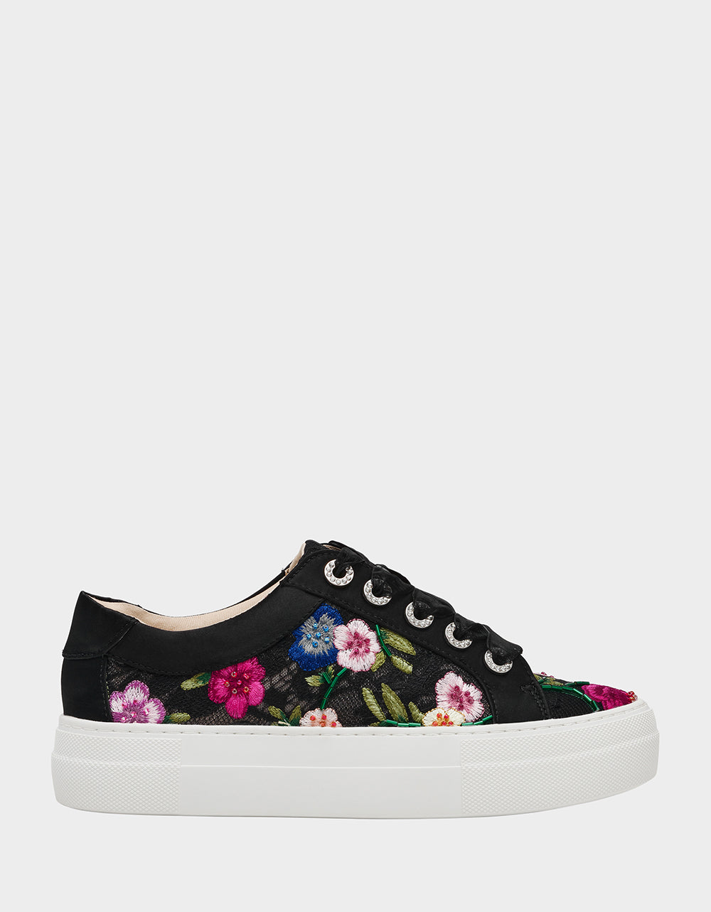 Betsey Johnson Jayla Floral Embroidered Sneakers - Black Multi