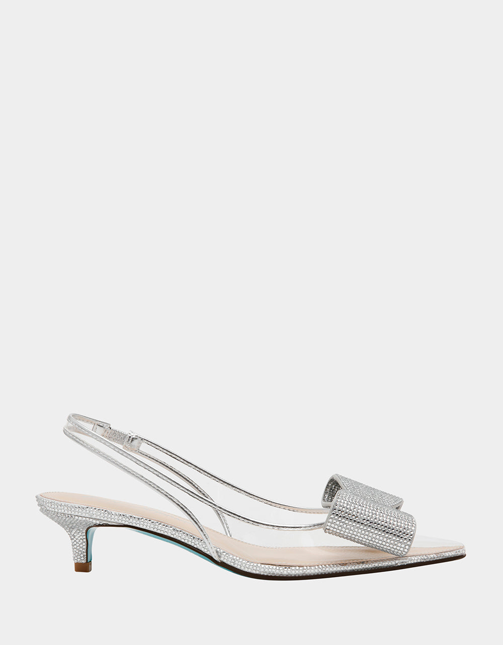 Betsey Johnson ALLI Silver Bow Kitten Heels