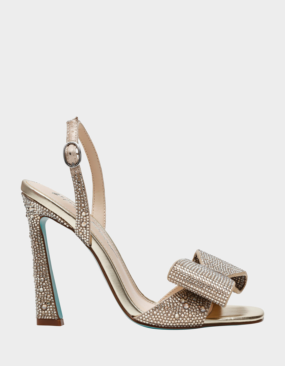 Betsey Johnson Joel Rhinestone Slingback Heels Gold