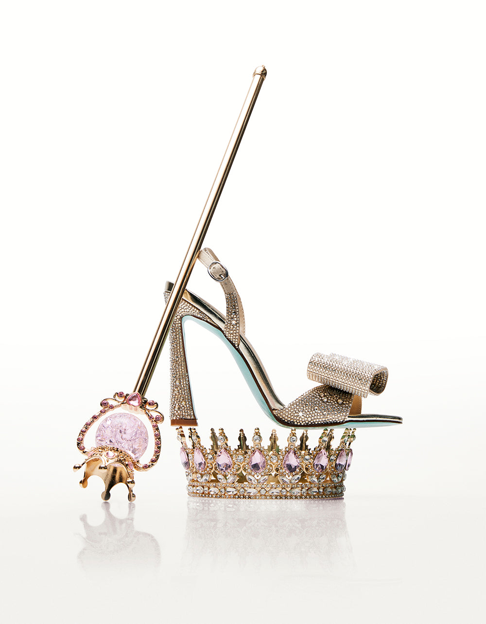 Betsey Johnson Joel Rhinestone Slingback Heels Gold