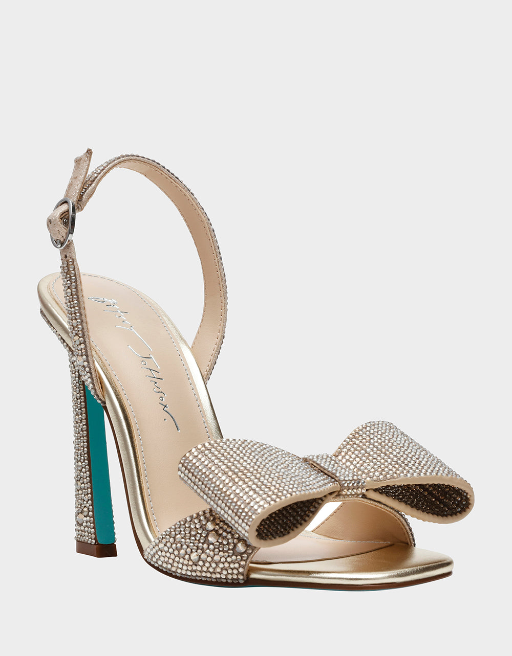 Betsey Johnson Joel Rhinestone Slingback Heels Gold