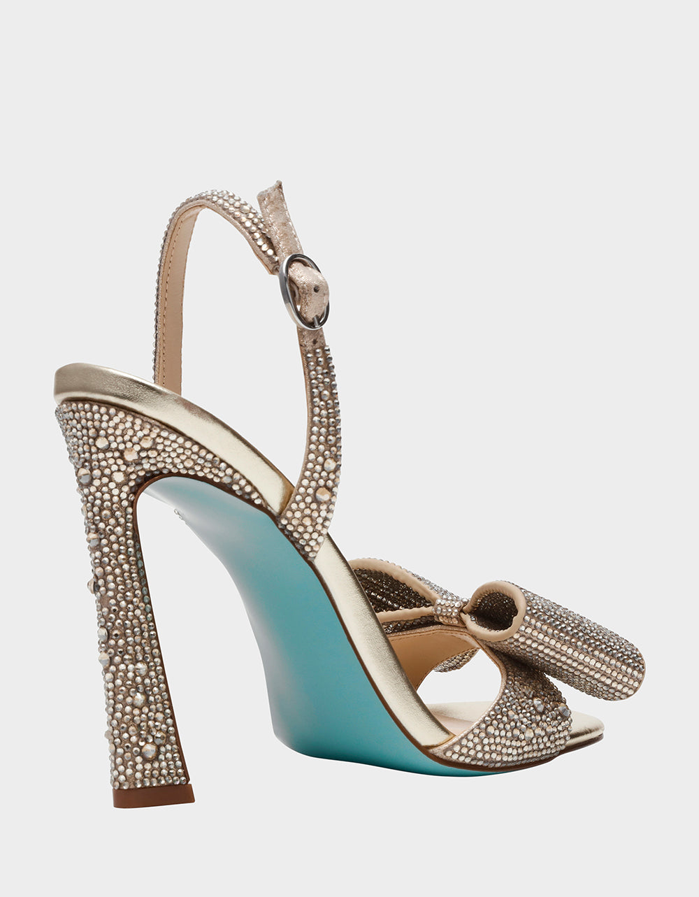 Betsey Johnson Joel Rhinestone Slingback Heels Gold