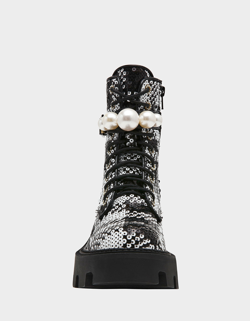 Betsey Johnson JONNIE Black & White Plaid Combat Boots