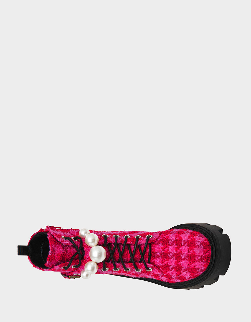 Betsey Johnson JONNIE Fuchsia Pearl Embellished Combat Boots