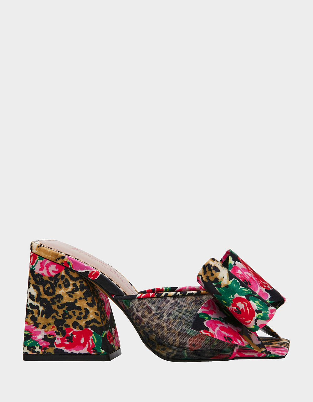 Betsey Johnson Jordn Leopard Floral Dress Mule Heels - 3.75 Inch