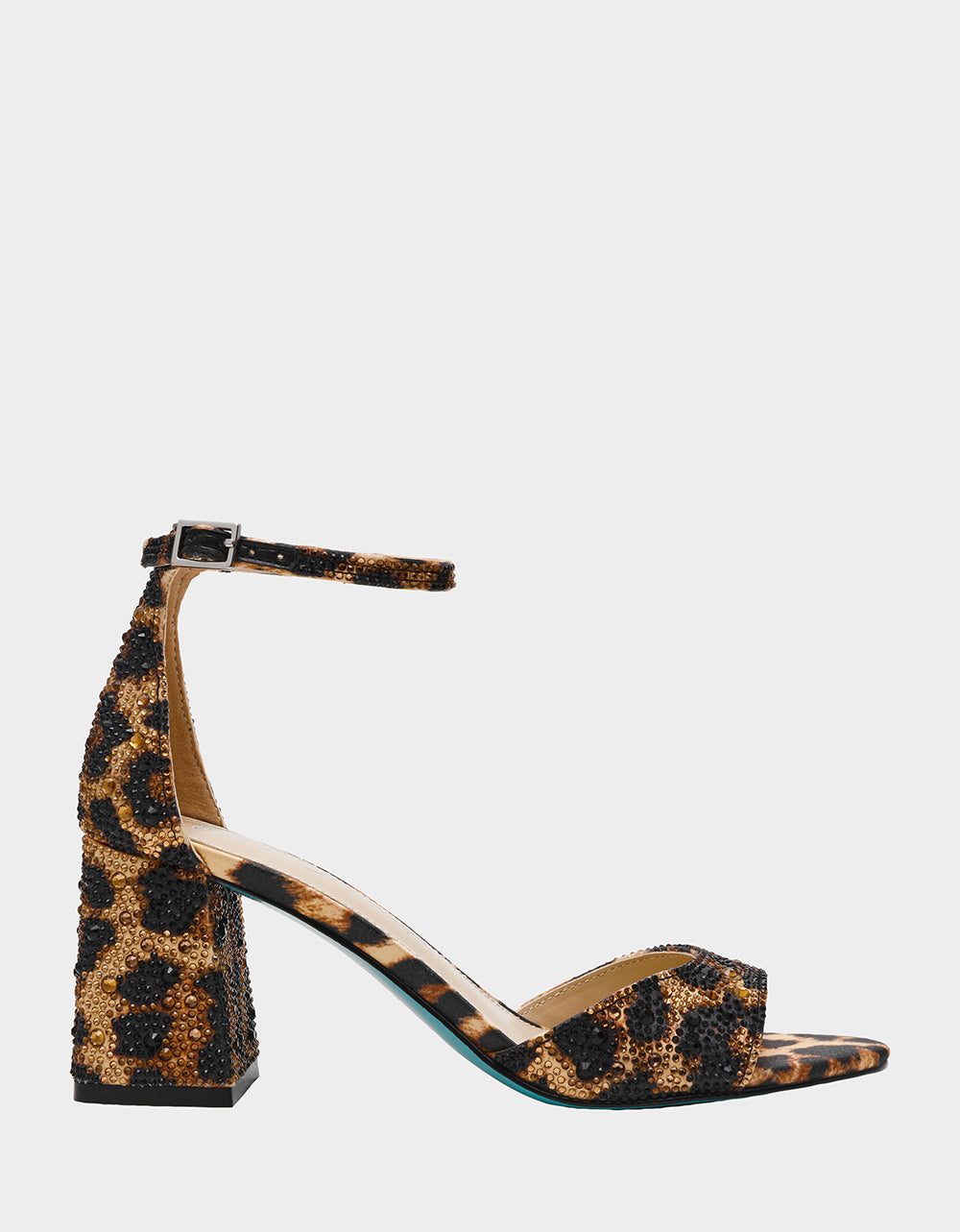 Betsey Johnson KAMI Leopard Rhinestone Block Heel Sandals