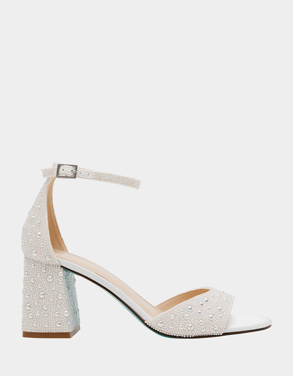Betsey Johnson KAMI Pearl Rhinestone Block Heel Sandals