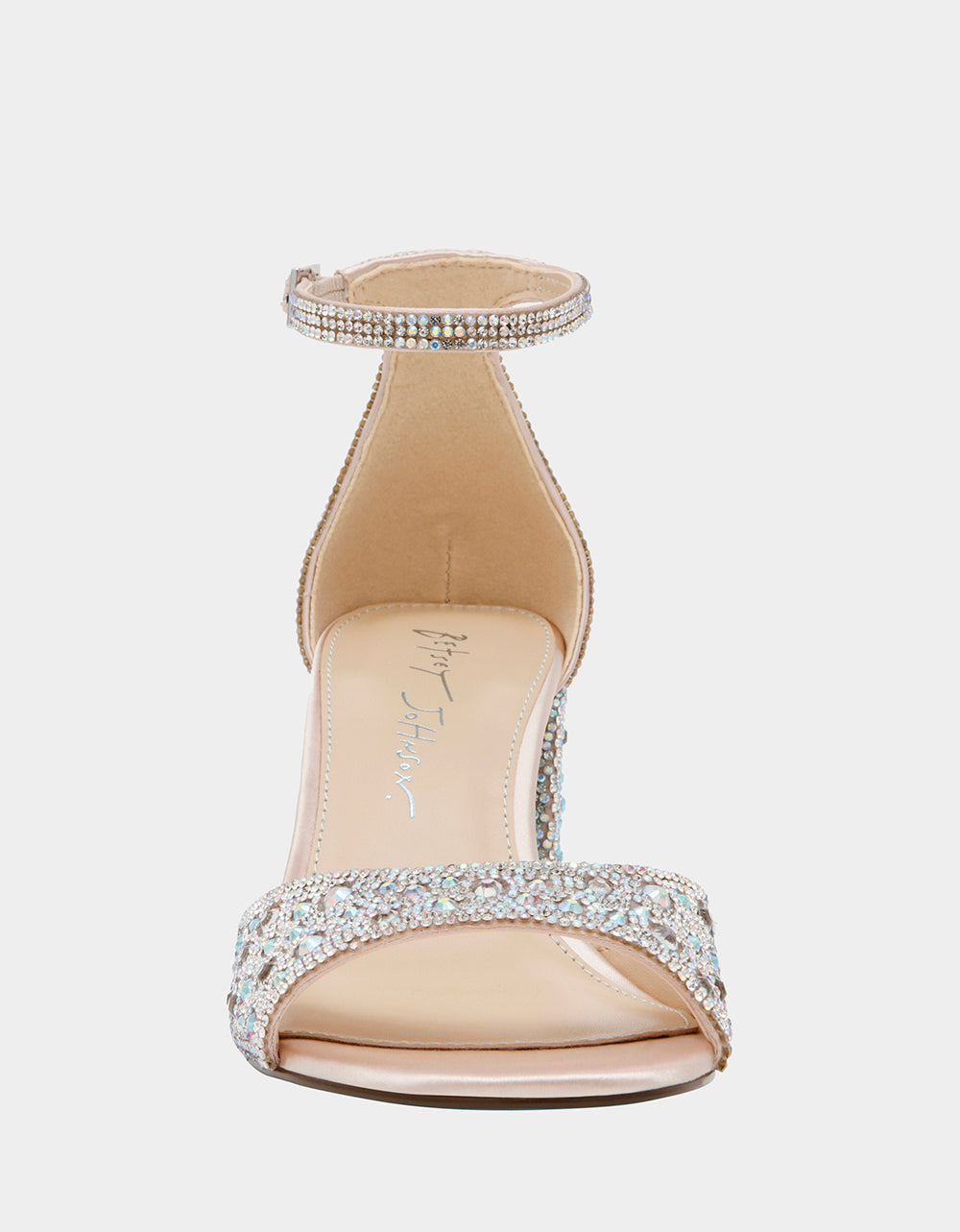 Betsey Johnson KAMI Rhinestone Block Heel Sandals for Formal Occasions