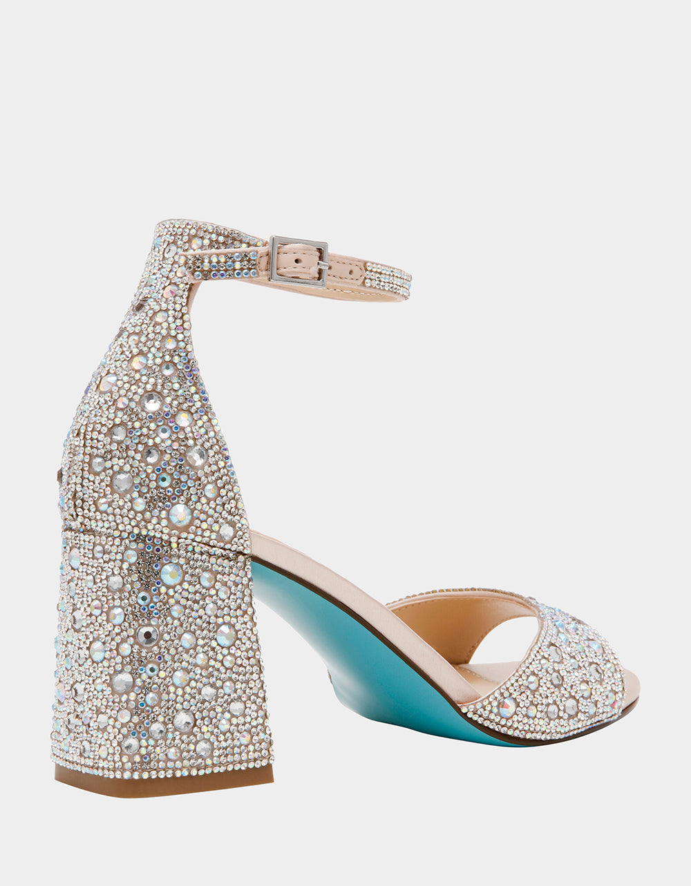 Betsey Johnson KAMI Rhinestone Block Heel Sandals for Formal Occasions