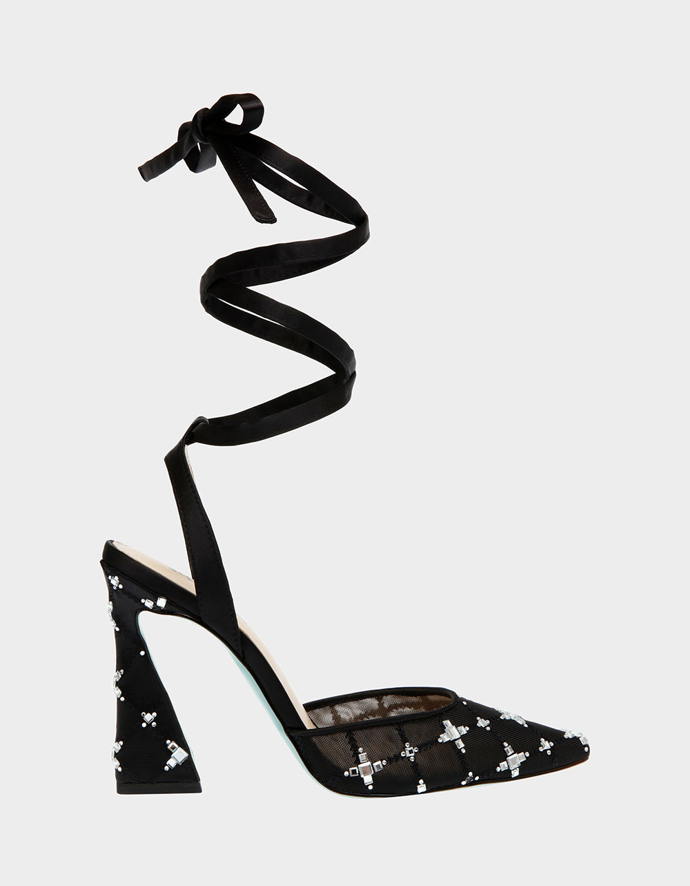 Betsey Johnson ANGEL Black Pointed-Toe Heels with Stones - 4 Inch