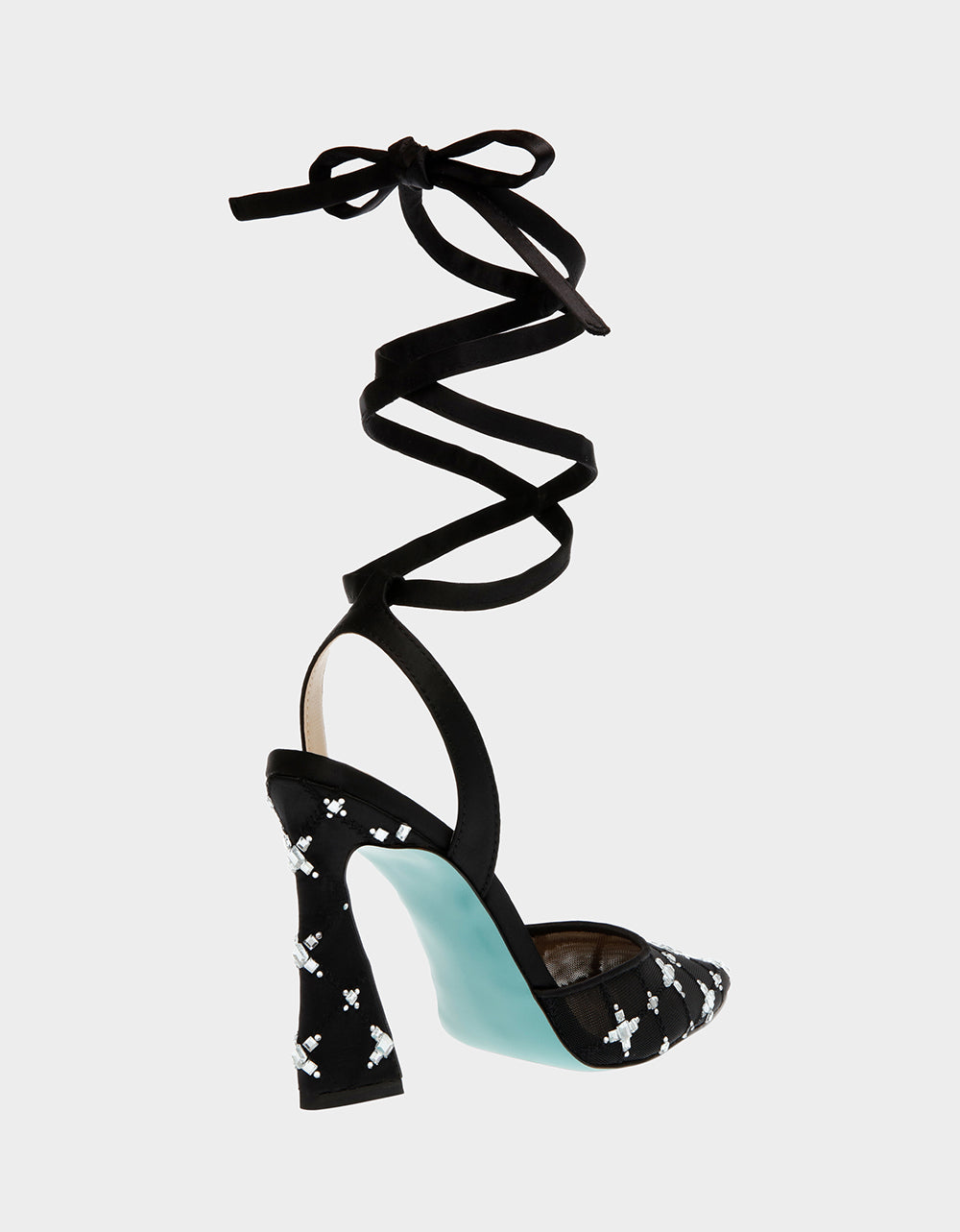 Betsey Johnson ANGEL Black Pointed-Toe Heels with Stones - 4 Inch