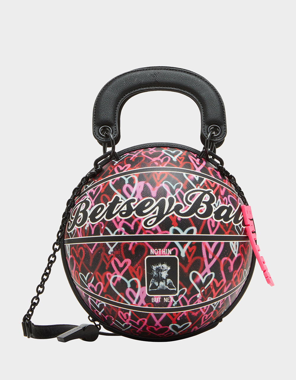 Betsey Johnson Graffiti Heart Crossbody Bag - Black Multi Basketball Style