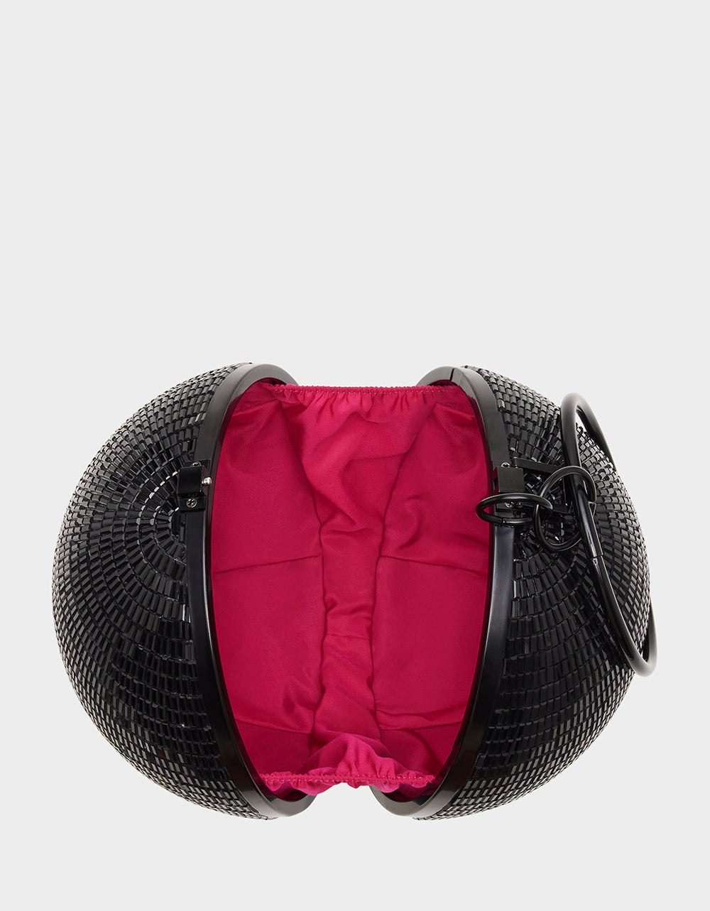 Kitsch Disco Ball Crystal Clutch Bag with Chain Strap - Black