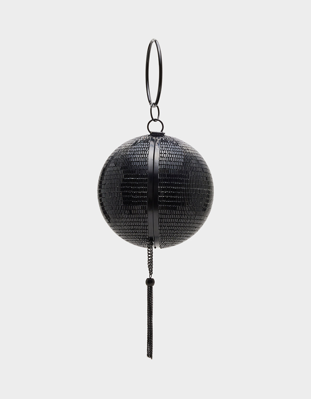 Kitsch Disco Ball Crystal Clutch Bag with Chain Strap - Black