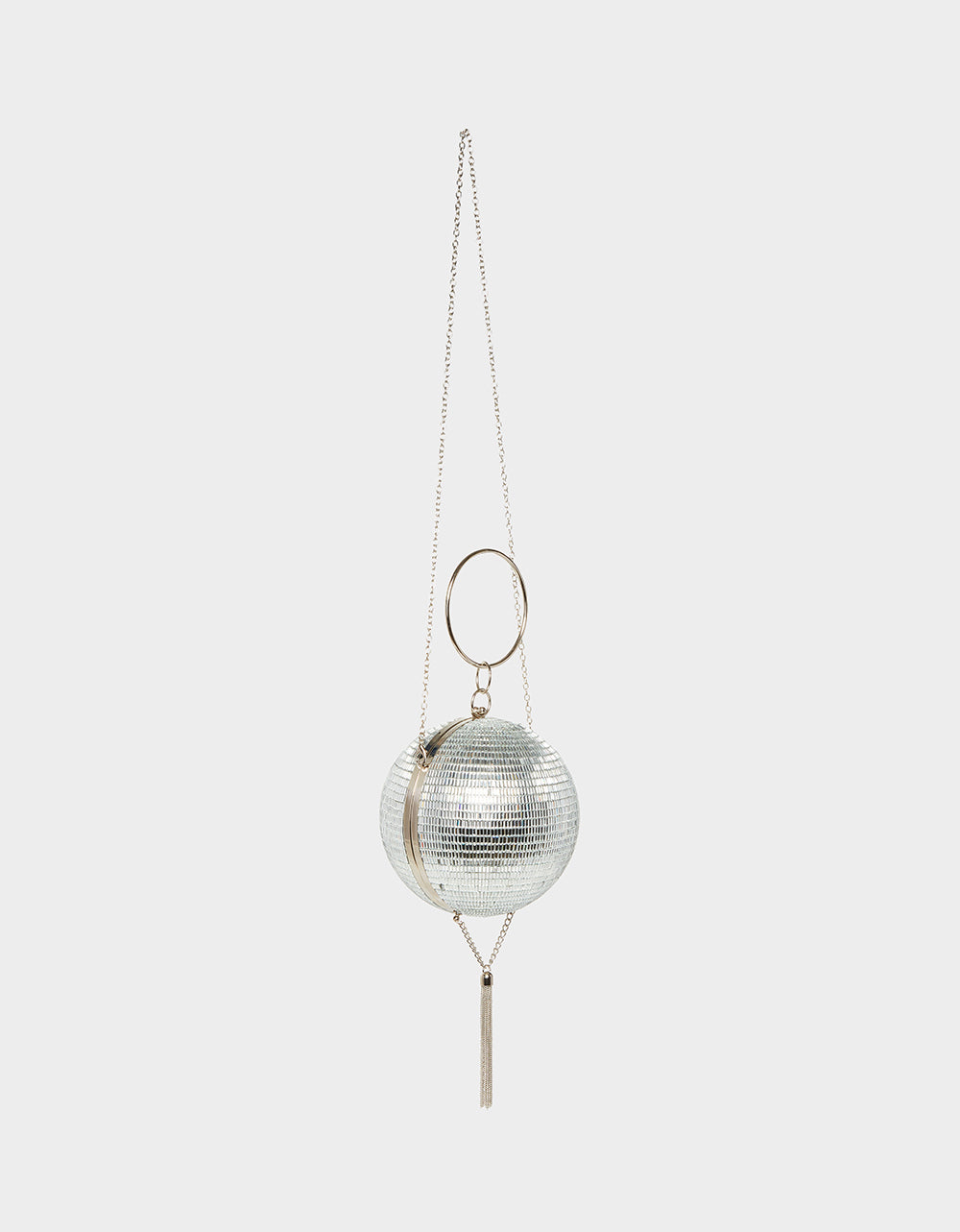 Kitsch Dancing Queen Silver Disco Ball Crossbody Bag with Crystal Embellishments