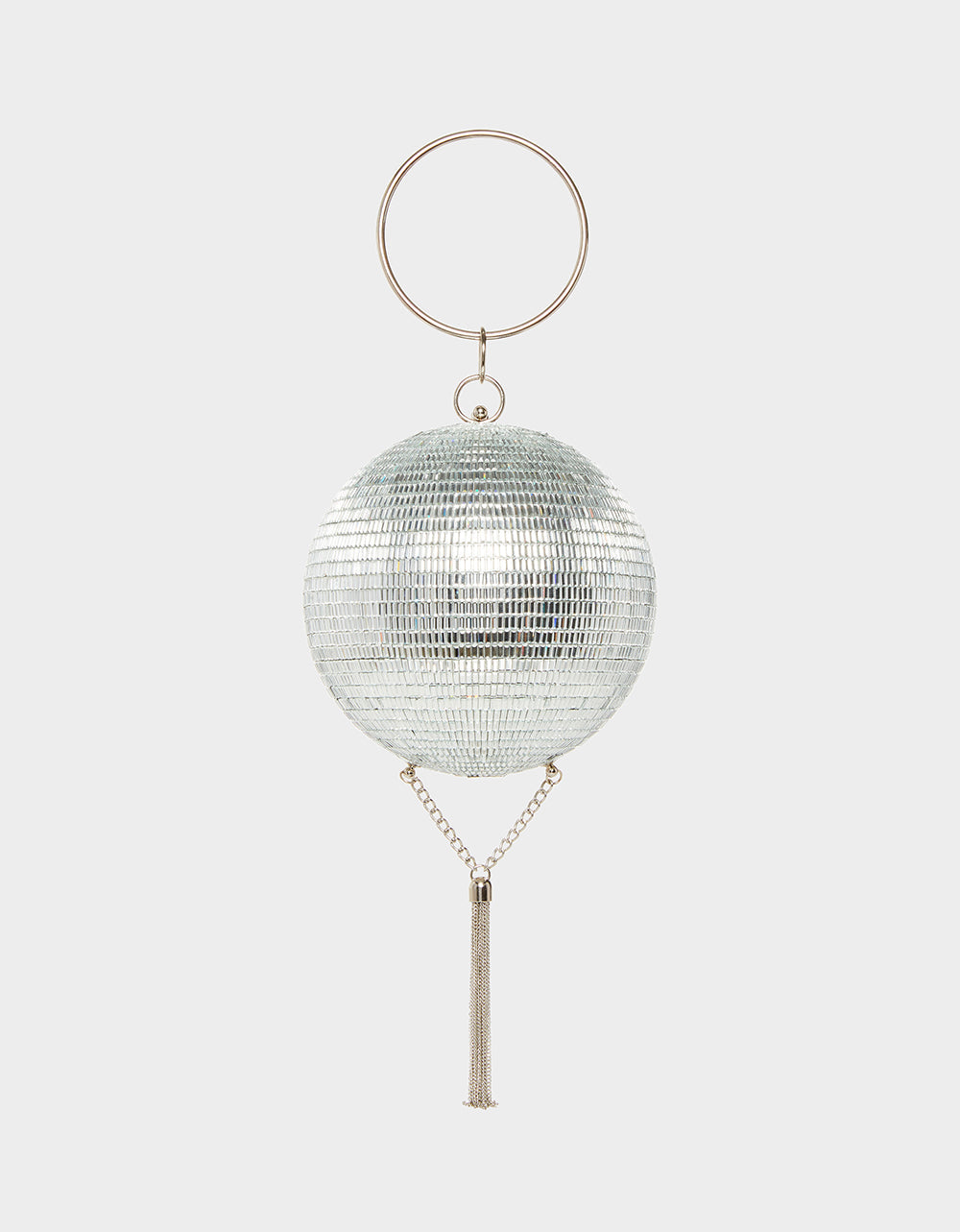 Kitsch Dancing Queen Silver Disco Ball Crossbody Bag with Crystal Embellishments