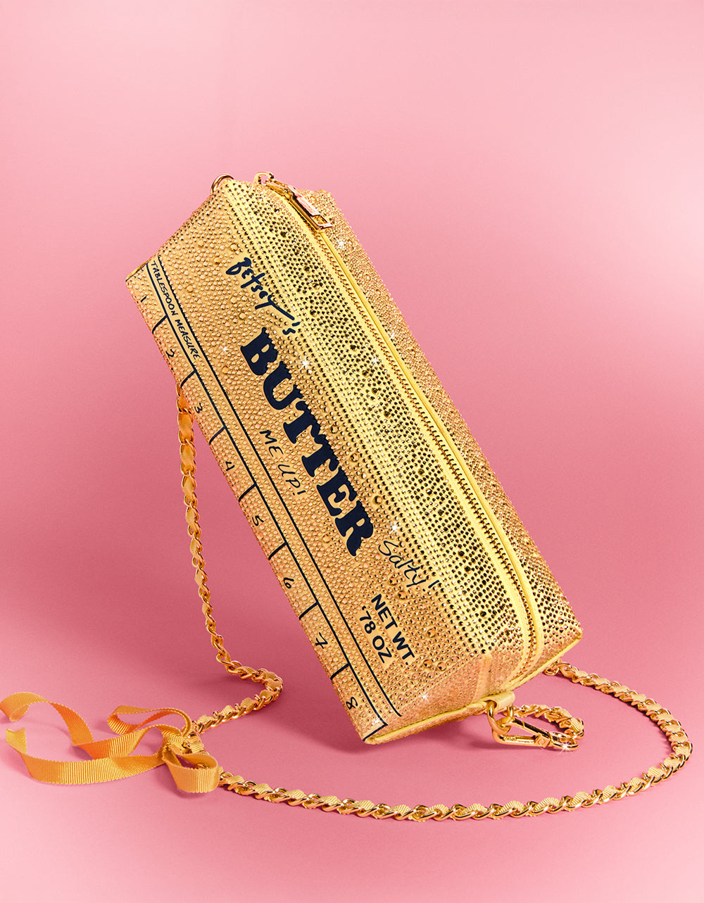 Kitsch Yellow Butter Crossbody Bag with Rhinestones