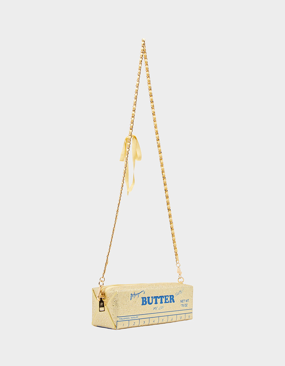 Kitsch Yellow Butter Crossbody Bag with Rhinestones