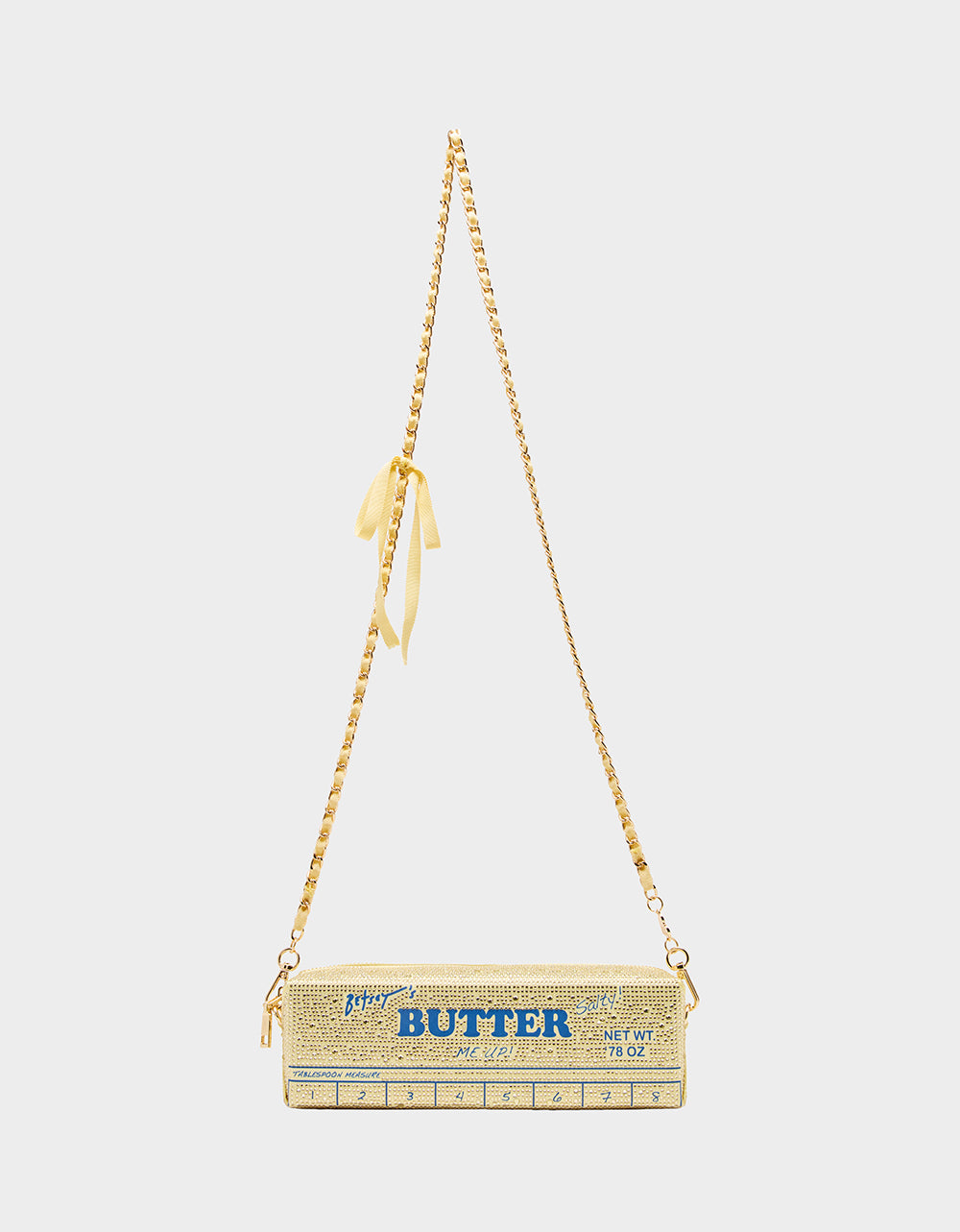 Kitsch Yellow Butter Crossbody Bag with Rhinestones