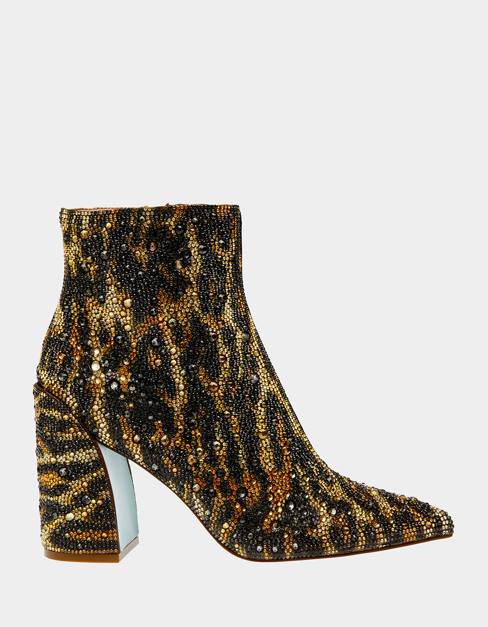 Betsey Johnson Kris Leopard Rhinestone Booties with Block Heel