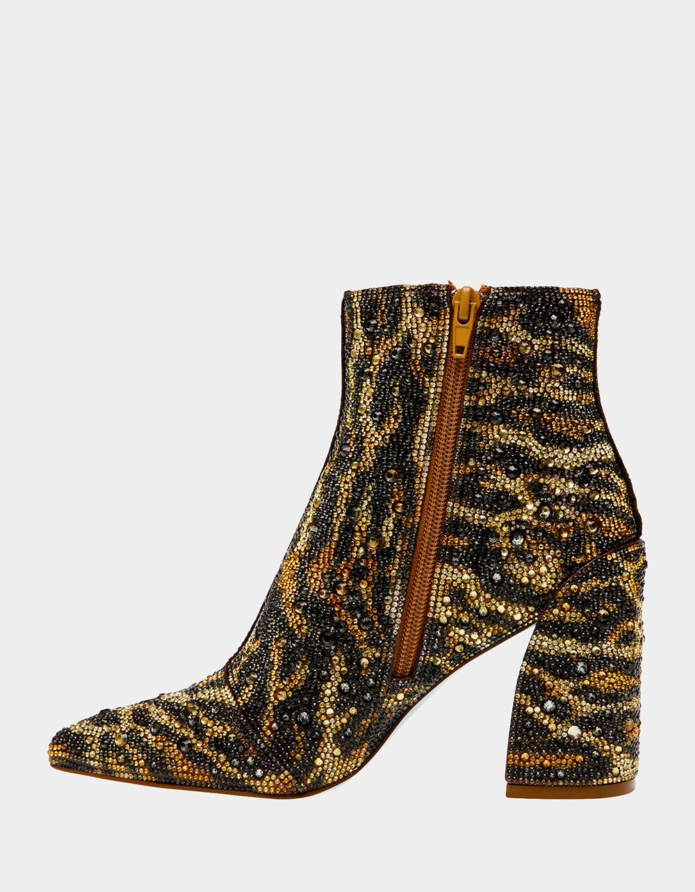 Betsey Johnson Kris Leopard Rhinestone Booties with Block Heel
